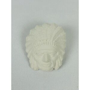 Cub Scout Boy Scout Ceramic Plaster Kerchief Slide Indian Chief 2" x 1"